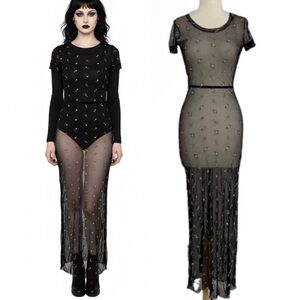 VINTAGE 90s Necessary Objects Sheer Black Dress Size XS